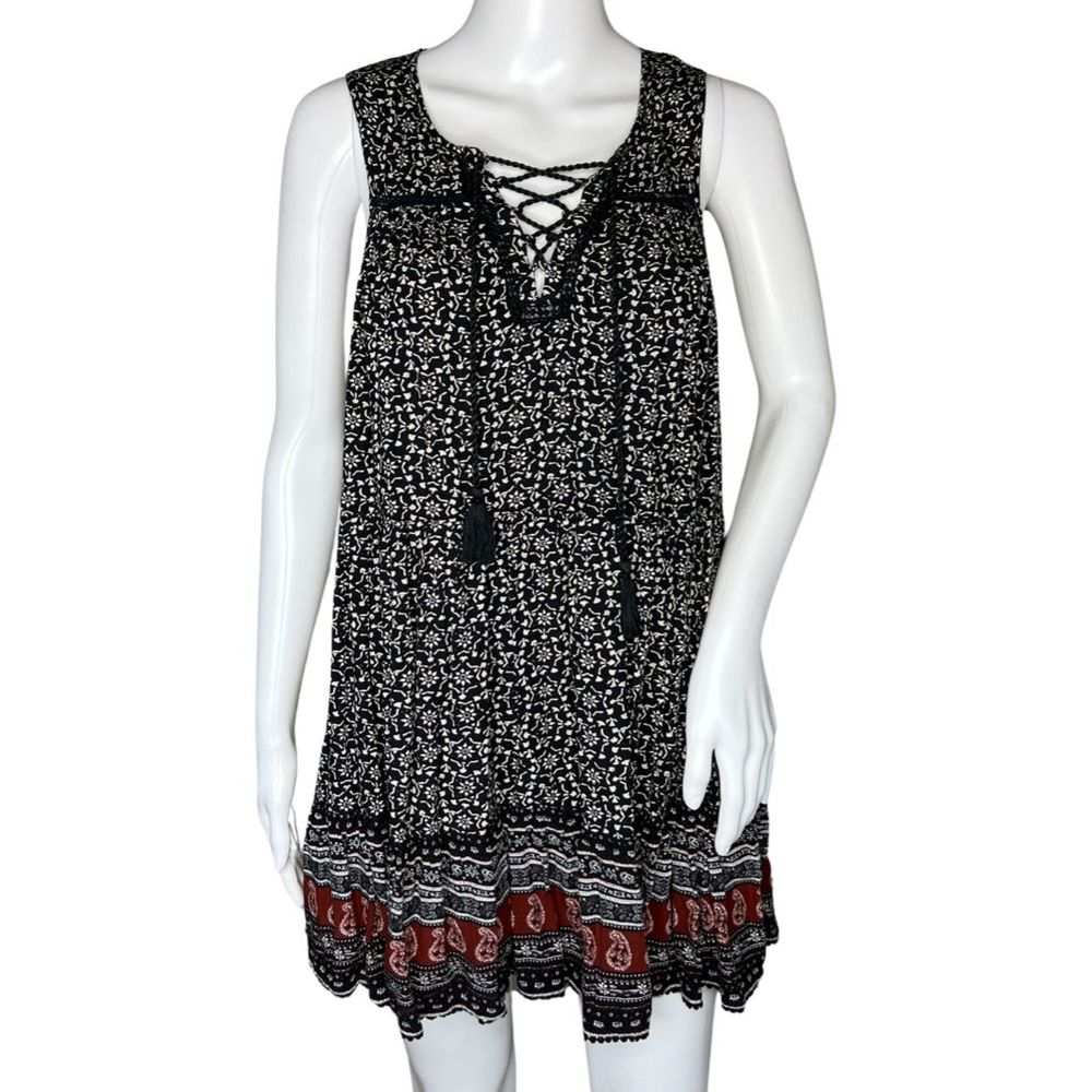 American Eagle Dress Womens XS Black White Floral Casual Boho Peasant Festival